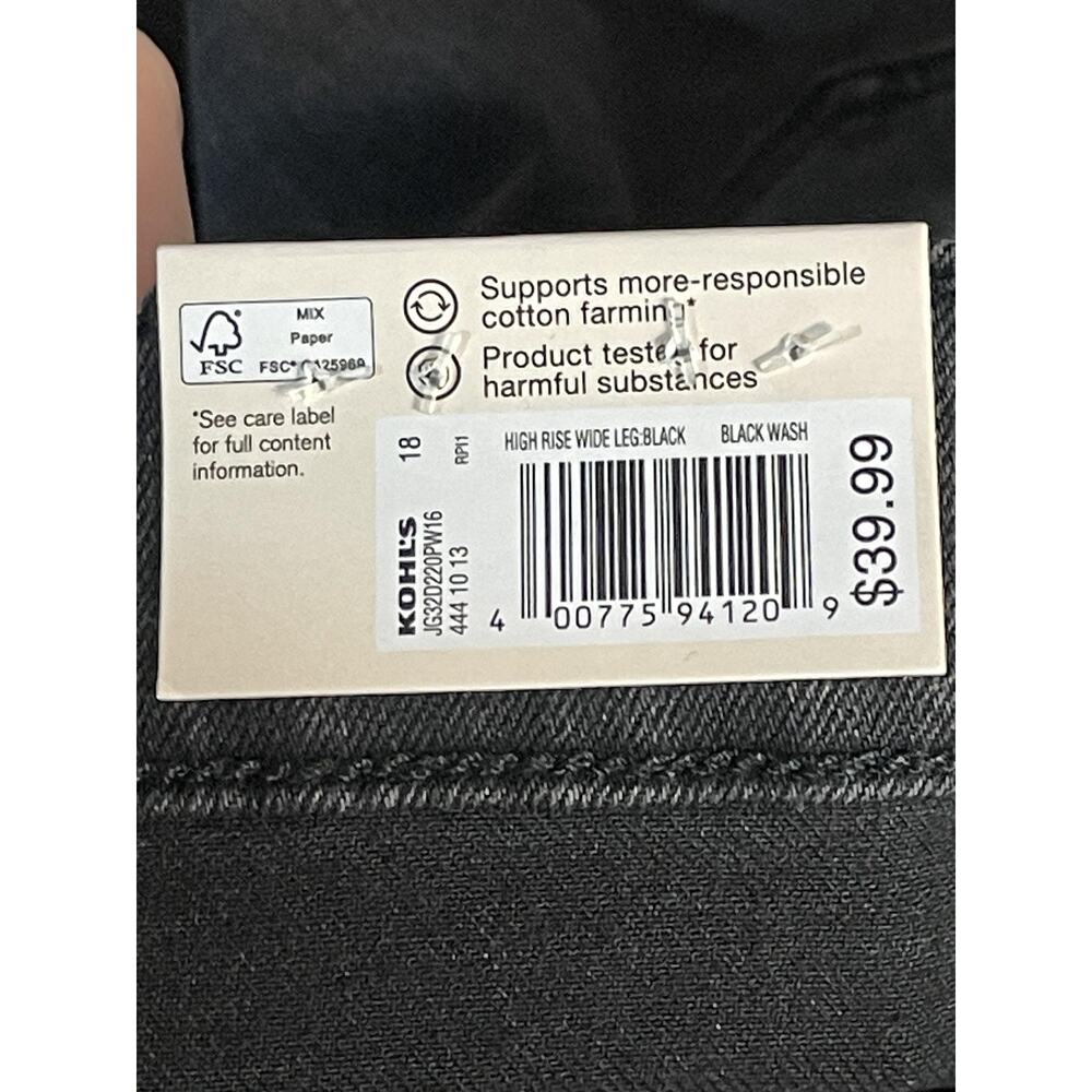 SO Jeans Womens 18 Plus Black High Rise Wide Leg Superstretch Black Wash Denim - Picture 11 of 13